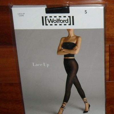 NWT Women's Wolford Lace Up Capri Leggings Color Black  Size S Style 14586